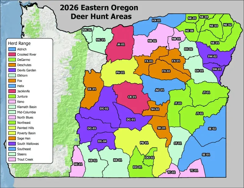 Big Sky Maps Rams Eastern Oregon Deer Hunt Areas