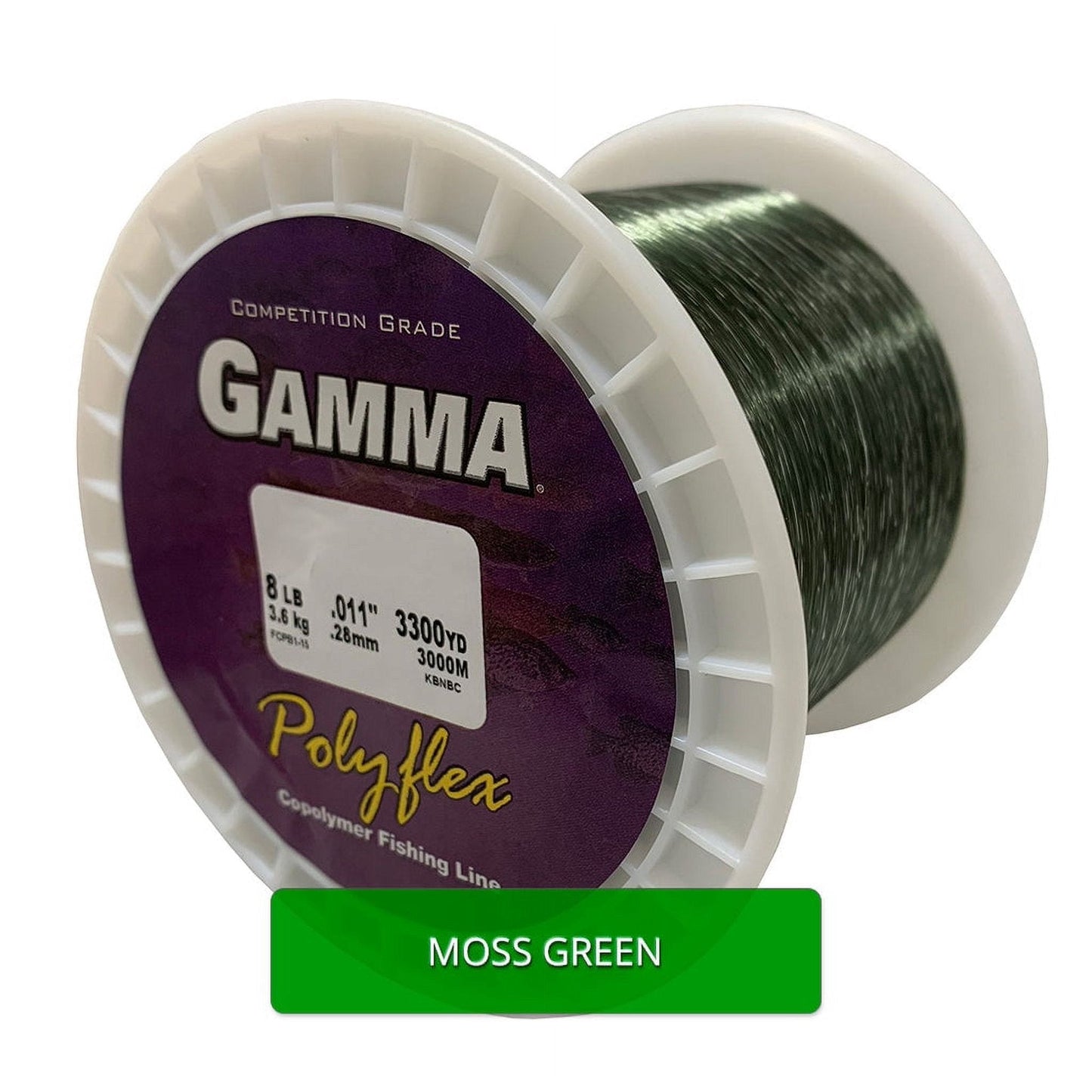 Gamma Polyflex Copolymer Fishing Line Bulk Spool Moss Green 14lb 3000yd ZZZ