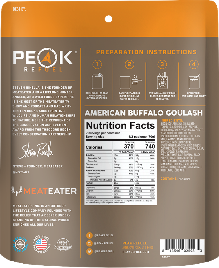 Peak Refuel MeatEater American Buffalo Goulash