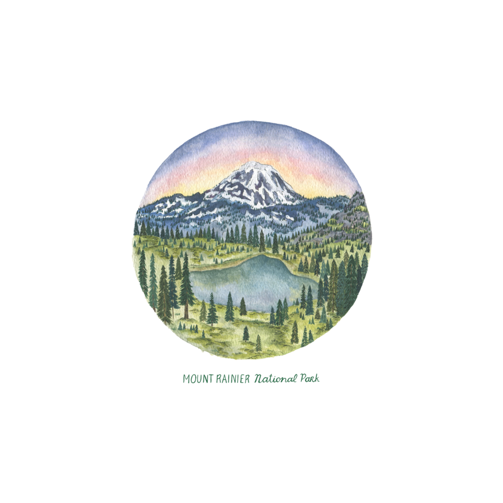 Erin Vaughan 2022 National Park Print Mt Rainier Cir