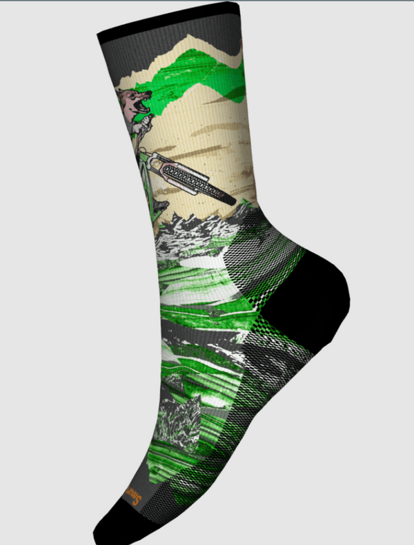 Smartwool Bike Zero Cushion Wolf Print Crew Socks