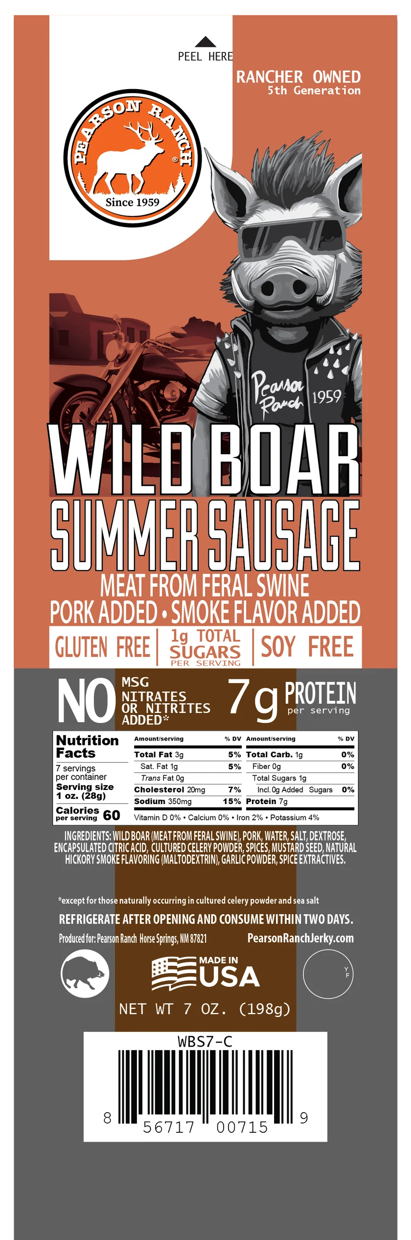 Pearson Ranch Wild Boar Summer Sausage