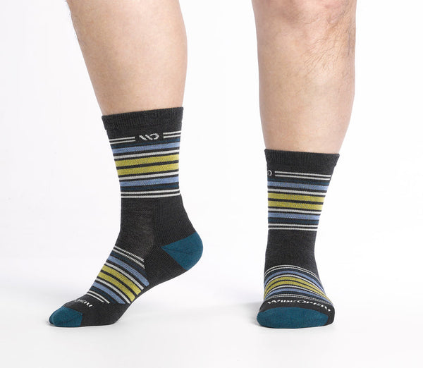 Wide Open Multi Stripe Midweight Micro Crew Sock Men's