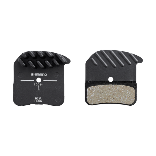 Shimano H03A-RF Disc Brake Pad and Spring - Resin Compound Finned Alloy Back Plate One Pair