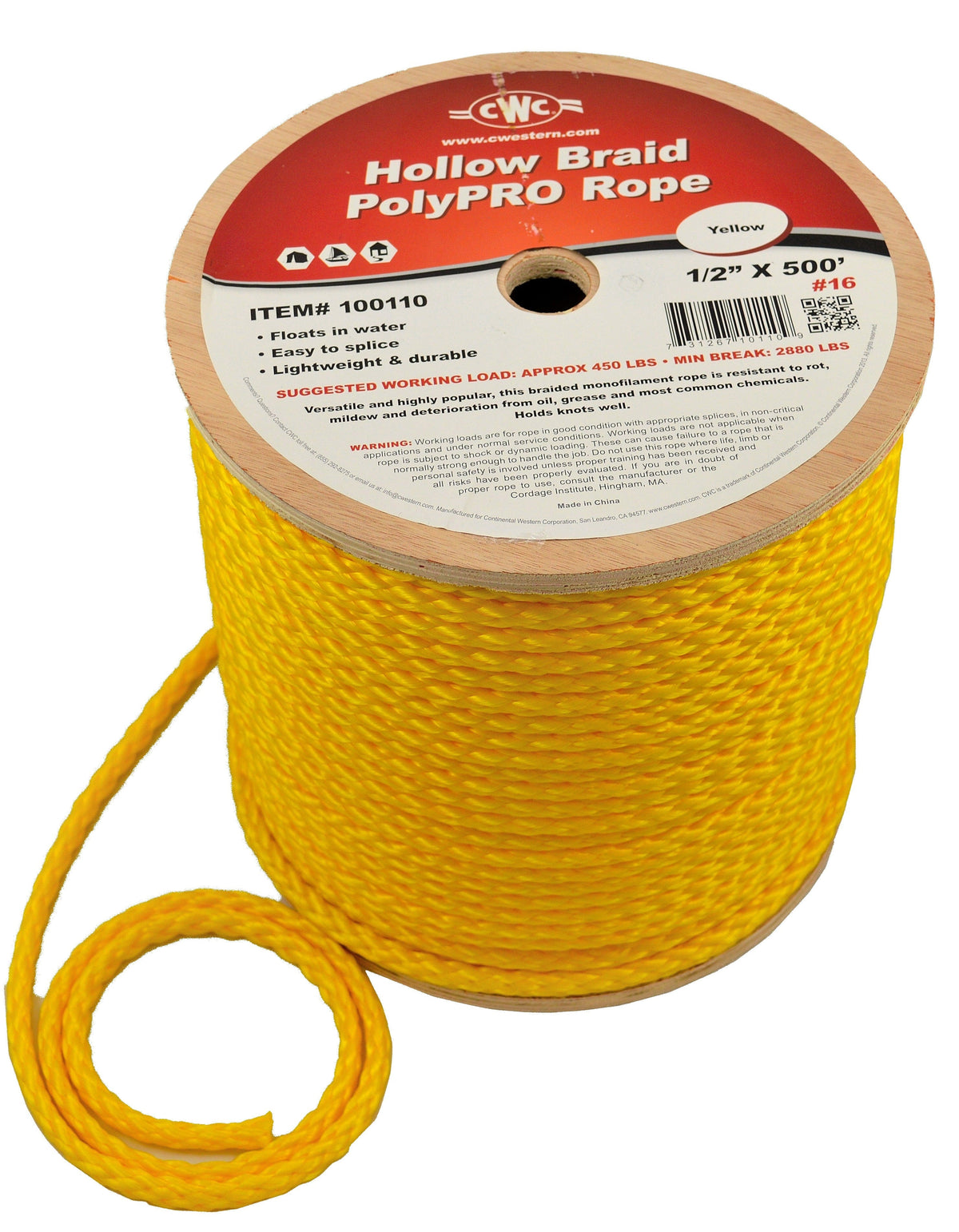 V From Cwc CWC Polypro Hollow Braid Rope – Continental Western | OmcGear