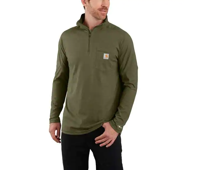 Force Relaxed Fit Midweight Long-Sleeve Quarter-Zip Mock-Neck T-Shirt