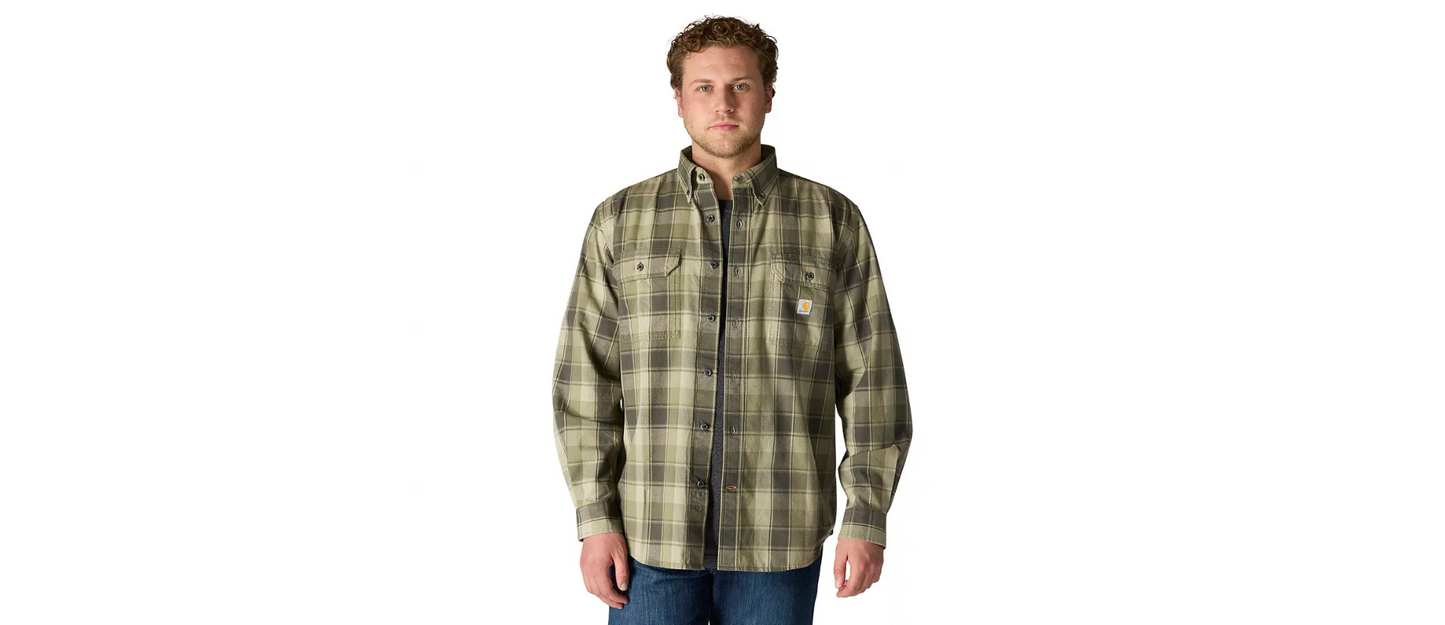 Carhartt Loose Fit Midweight Chambray Long-Sleeve Plaid Shirt Men's