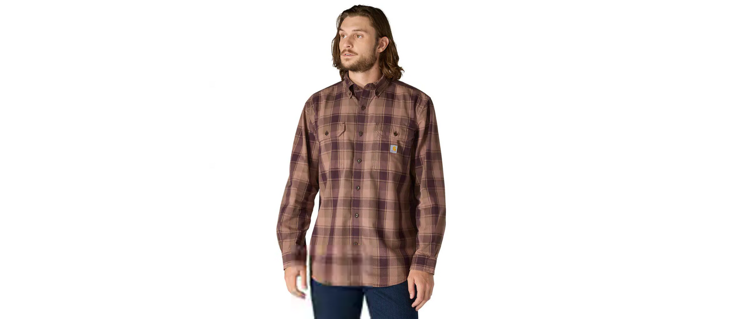 Carhartt Loose Fit Midweight Chambray Long-Sleeve Plaid Shirt Men's