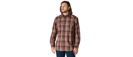 Carhartt Loose Fit Midweight Chambray Long-Sleeve Plaid Shirt Men's