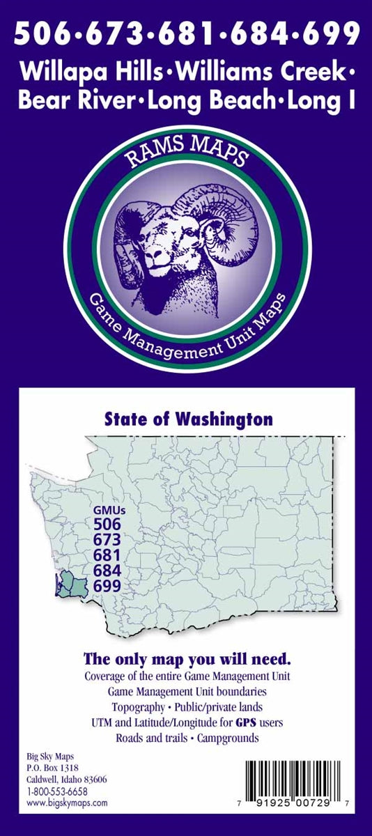 Sepa Rams Map Rams Washington Game Management Unit Map | OMC Gear