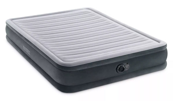 Intex Dura-Beam Deluxe Plush Comfort Queen Air Mattress Bed With Built-In Pump