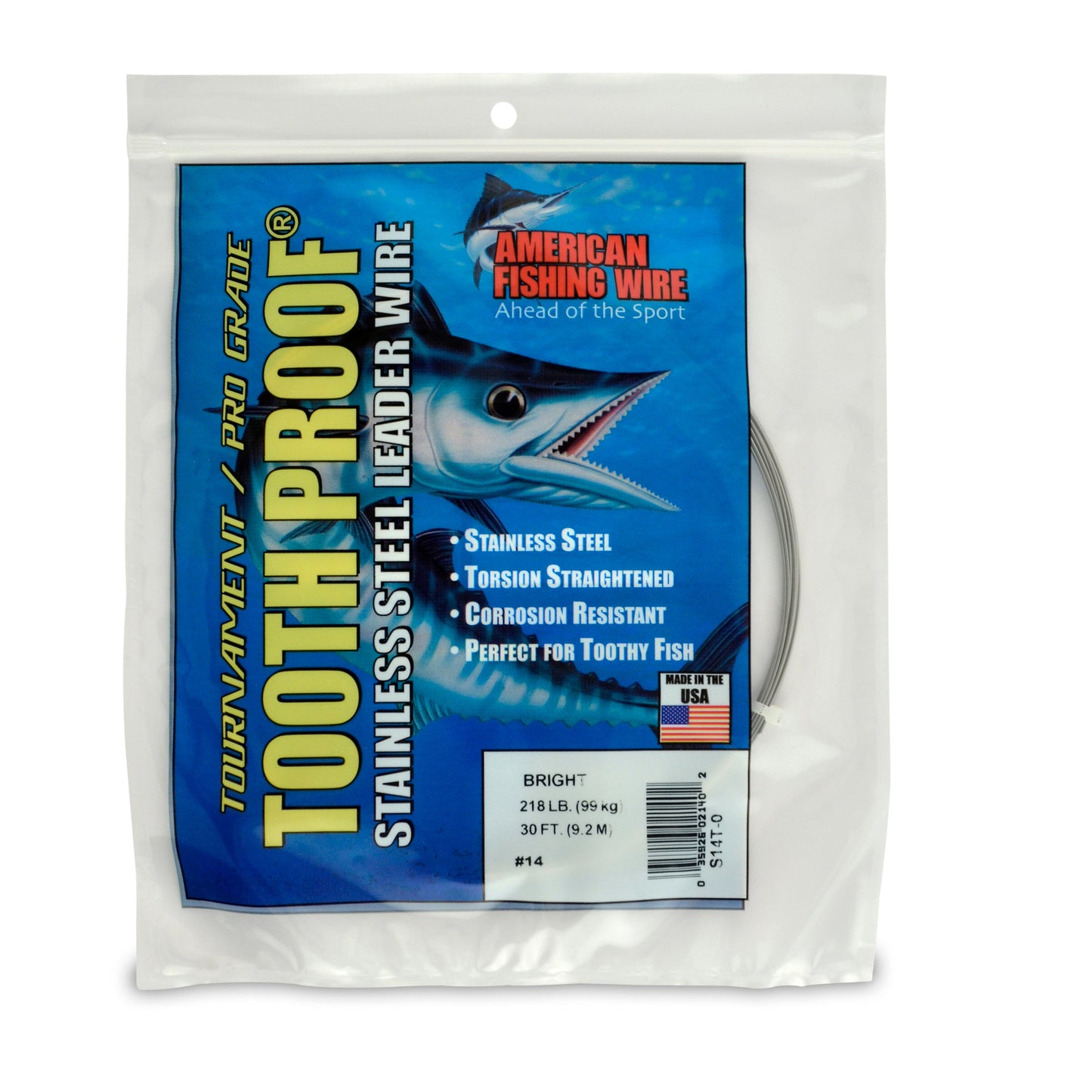 American Fishing Wire Tooth Proof Stainless Steel Single Strand Leader Wire