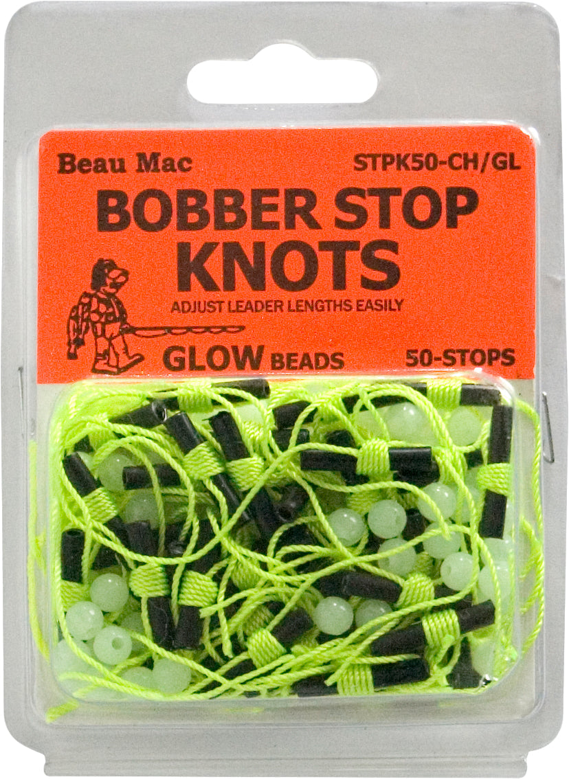 Beau Mac Bobber Stop Knots Fluorescent Pink Knot & Fluorescent Red Bead