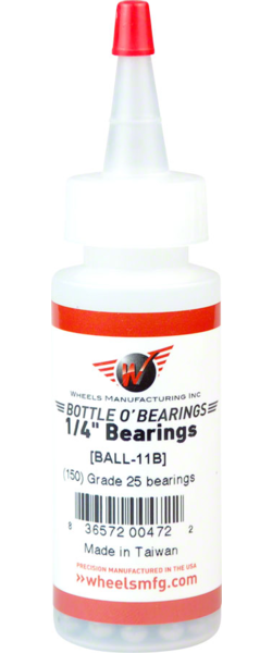 Wheels Manufacturing Grade 25 1/4" Loose Ball Bearing: Bottle of 150